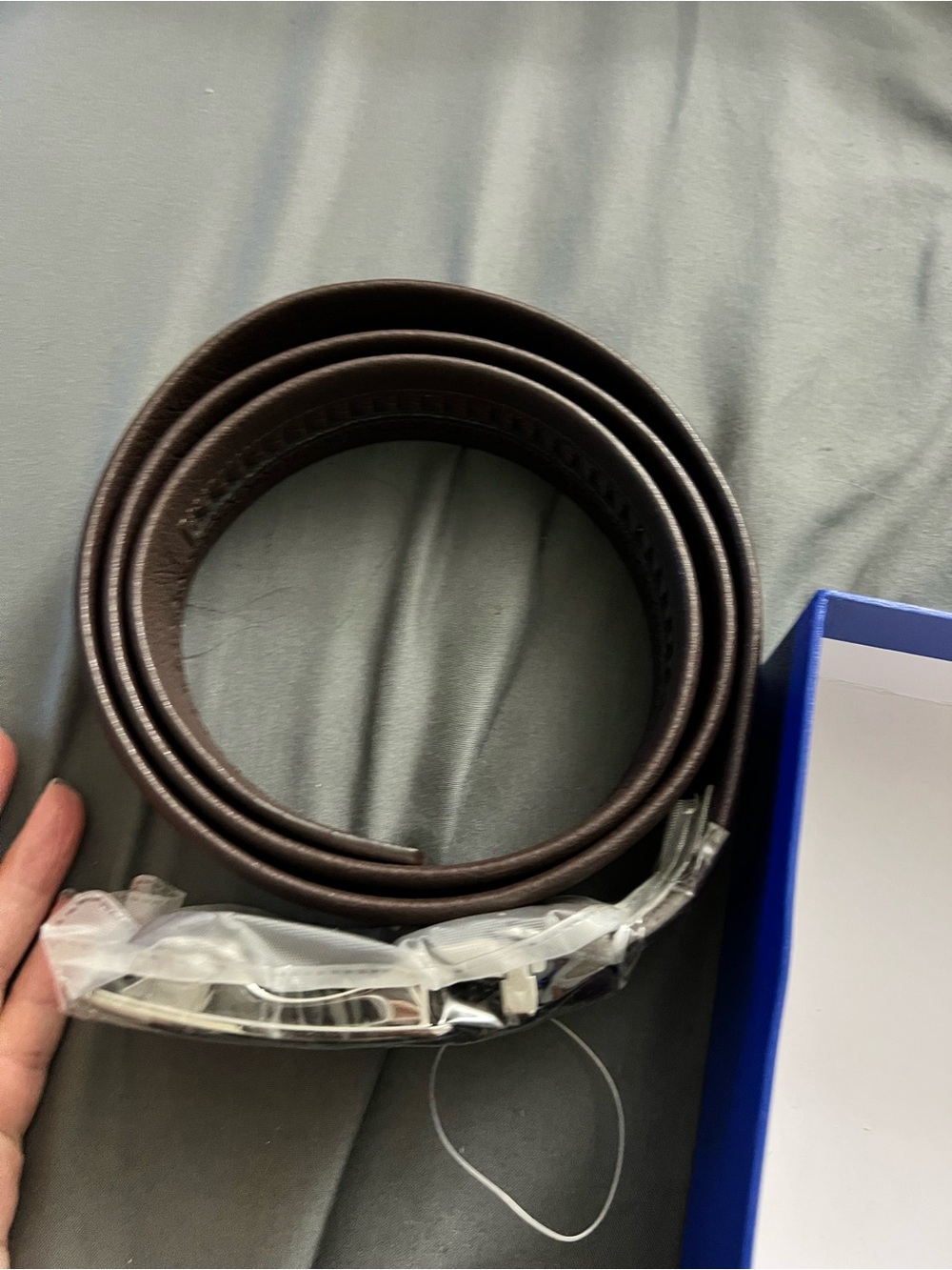 Lacoste Men's Dark Brown Leather Belt with Silver Buckle